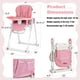 Babyjoy Chaise Haute Chaise d'Alimentation Pliable w/ 4 Roues Verrouillables Rose – image 3 sur 10