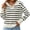 Black, variant on jinghuiyue Womens V Neck Sweater Long Sleeve Polo Striped Pullover Sweater Casual Knitted Loose Fall Tops M