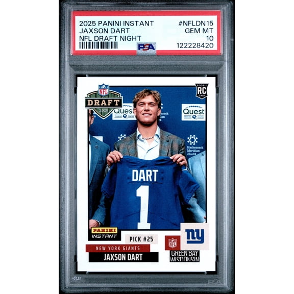 Graded 2025 Panini Instant Jaxson Dart #NFLDN15 NFL Draft Night Rookie RC Football Card PSA 10 Gem Mint