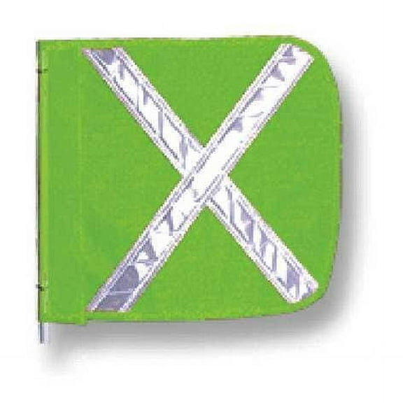 Warning Whip Flag Reflexite X, Green, Nylon Mesh, Mounting Clip