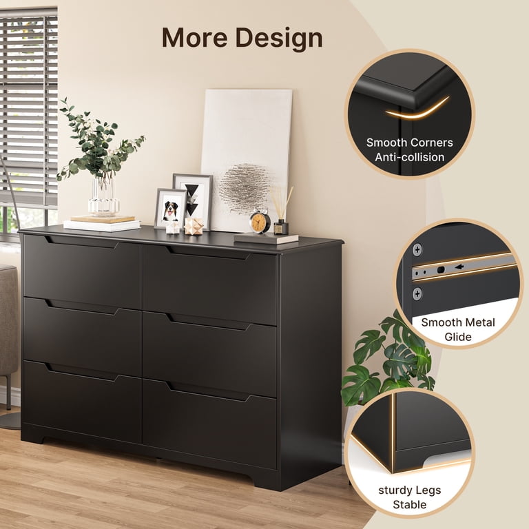 dresser with cut out handles Modern 5 Drawer Cutout Handle, Chest of Drawers, Storage Cabinet with for Living Room Hallway Entryway Home Office, 30.75''x 15.50''x 44'', Mahogany Made with durable warp Dresser with 8 inset drawers