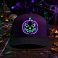 thumbnail image 6 of Hotyverty Clearance Purple Black Neon Pumpkin Snapback Cap, Spooky Halloween Themed Breathable Mesh Comfort Adjustable Strap, Unique Halloween Gifts For Men Women Halloween Party Cosplay Accessory, 6 of 6
