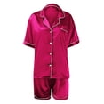 thumbnail image 3 of iopqo pajamas for women womens silk satin pajamas set two-piece sleepwear loungewear button-down setswomens pajama sets lounge sets for women 2 piece QE XL, 3 of 4