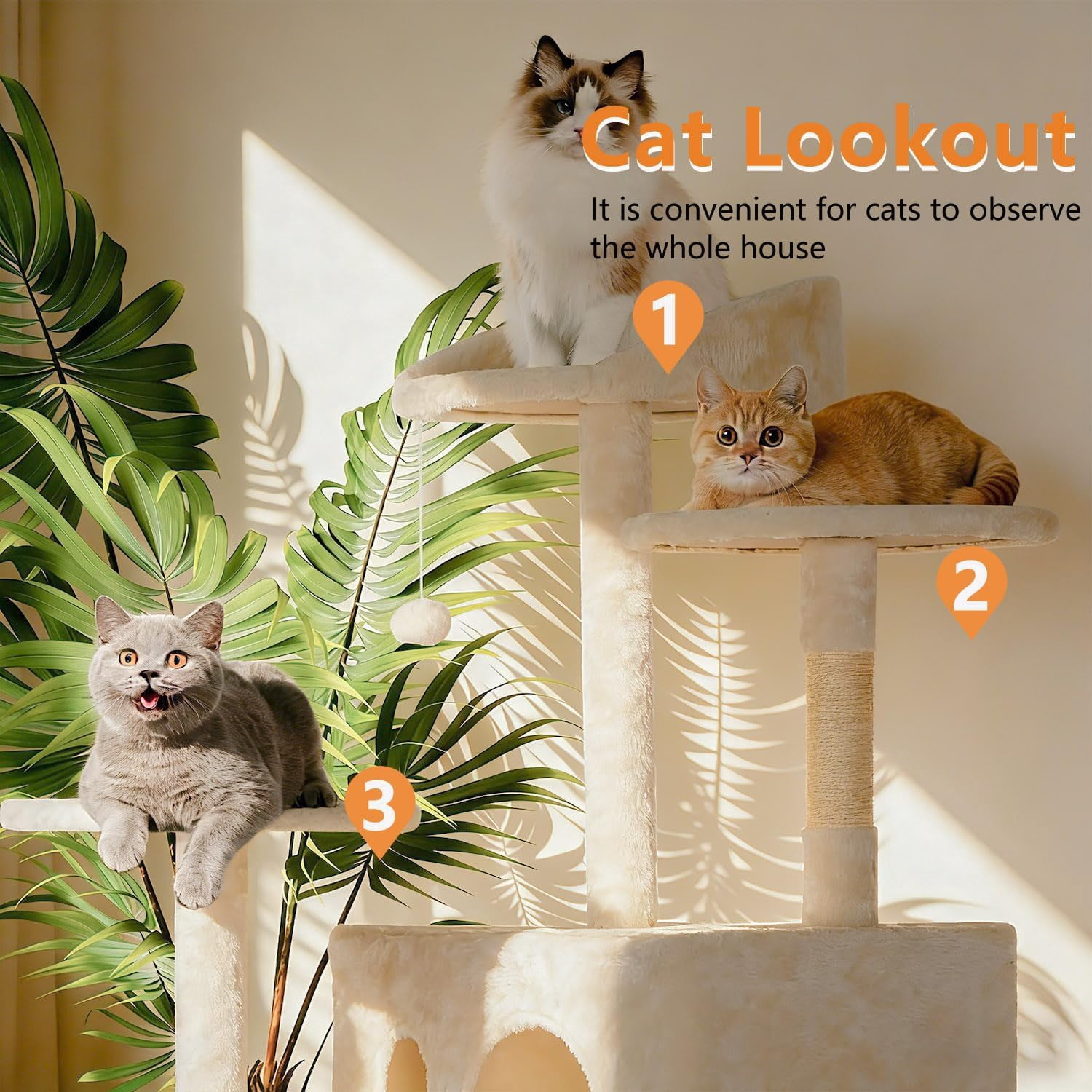 FDW 70 Inch Green Cat Tree Tower, Cat Condo with Scratching Posts & Toys for Indoor Active Cats