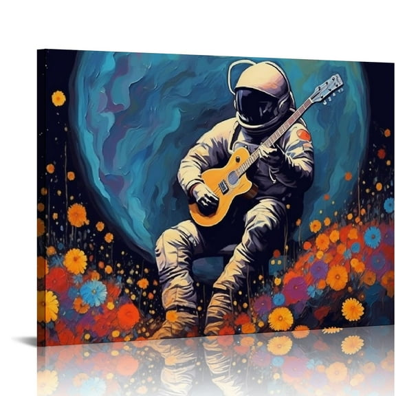 COMIO Graffiti Astronaut Wall Art Banksy Outer Space Universe Canvas Wall Decor Street Art Pictures Canvas Print Painting Modern Home Decorations Framed Artwork For Bathroom Living Room Bedroom
