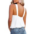 thumbnail image 1 of Suspender Top, Solid Color Rounded Hem Backless Collar Sleeveless Vest  For Outdoor Sport For Everyday Wear White S, 1 of 7
