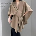 thumbnail image 3 of The Fleece Drape Shawl, Fleece Drape Shawl For Women, Soft Open Front Poncho With Loop Closure For Spring Fall Winter, 3 of 7