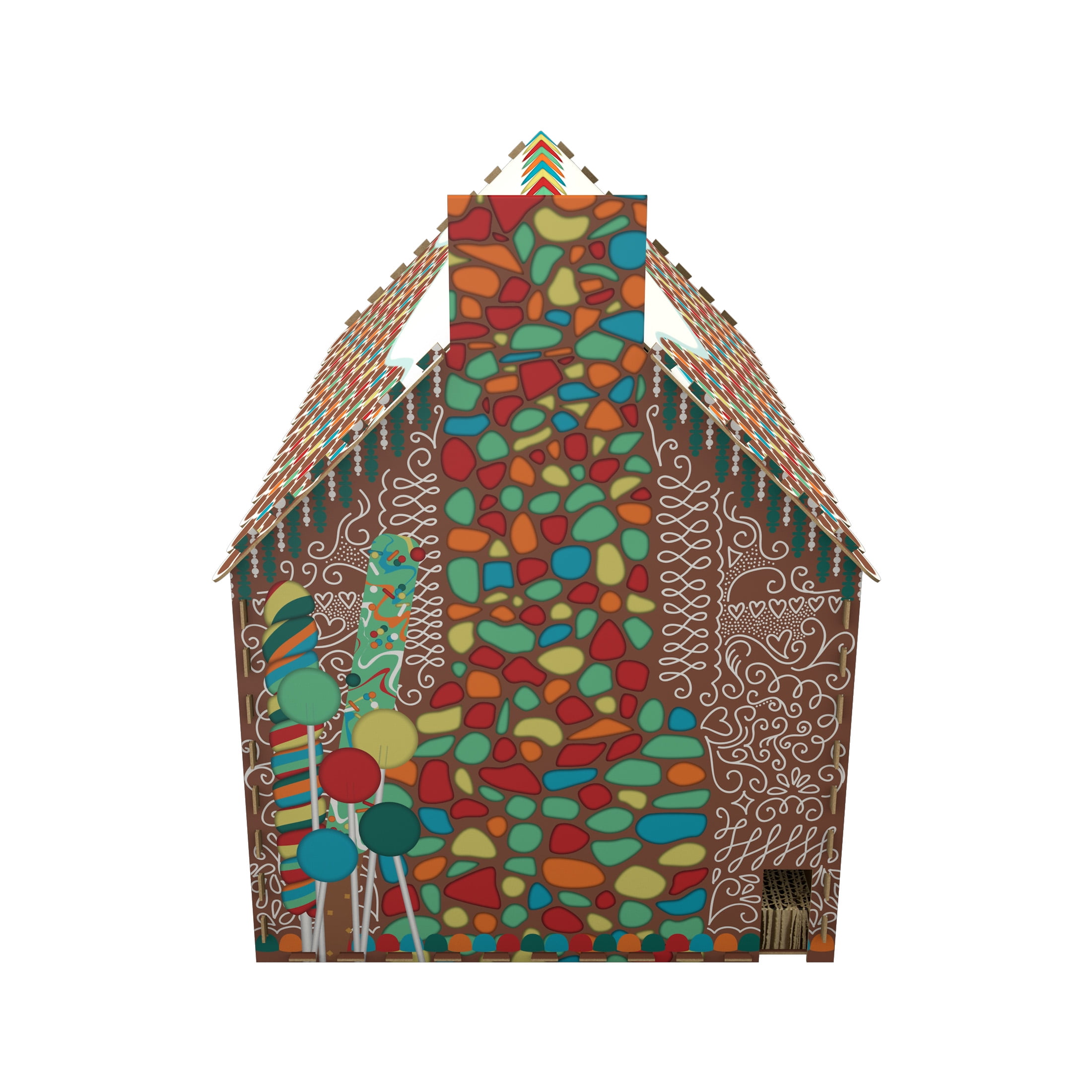 Pet Champion Corrugated Cat Scratching Gingerbread Playhouse W