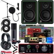 Focusrite Scarlett Solo Studio 3rd Gen USB Audio Interface and Recording Bundle with Monitors (Pair), Microphone Stand, 8mm TS Cable (2-Pack), and Pop Filter (5 Items)