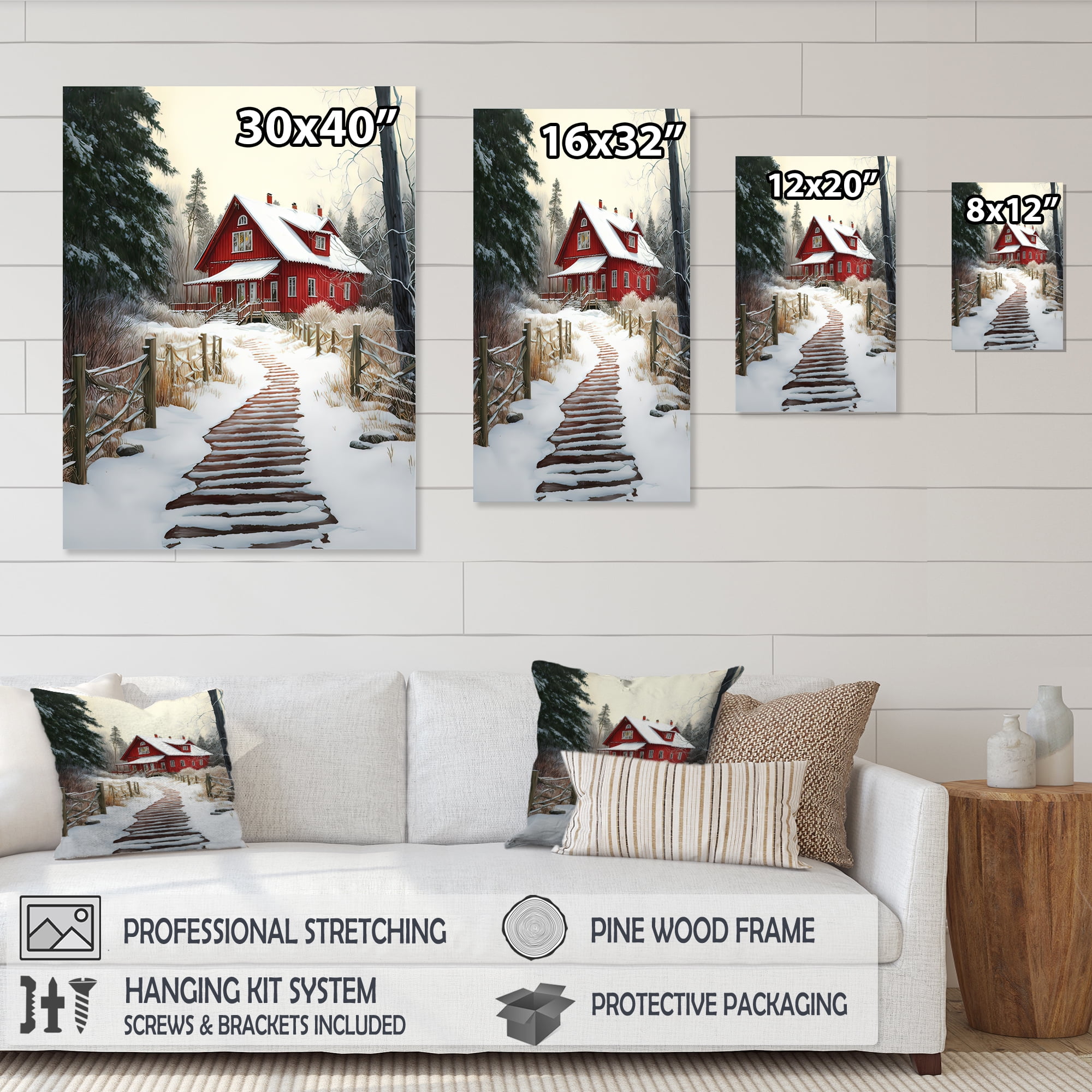 Designart Cold Winter View On The Country III Canvas Wall Art