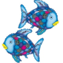 Cymylar Fish Foil Mylar Balloons 31 Inch Rainbow Fish Party Decorations for Birthday Pool Party 2Pcs