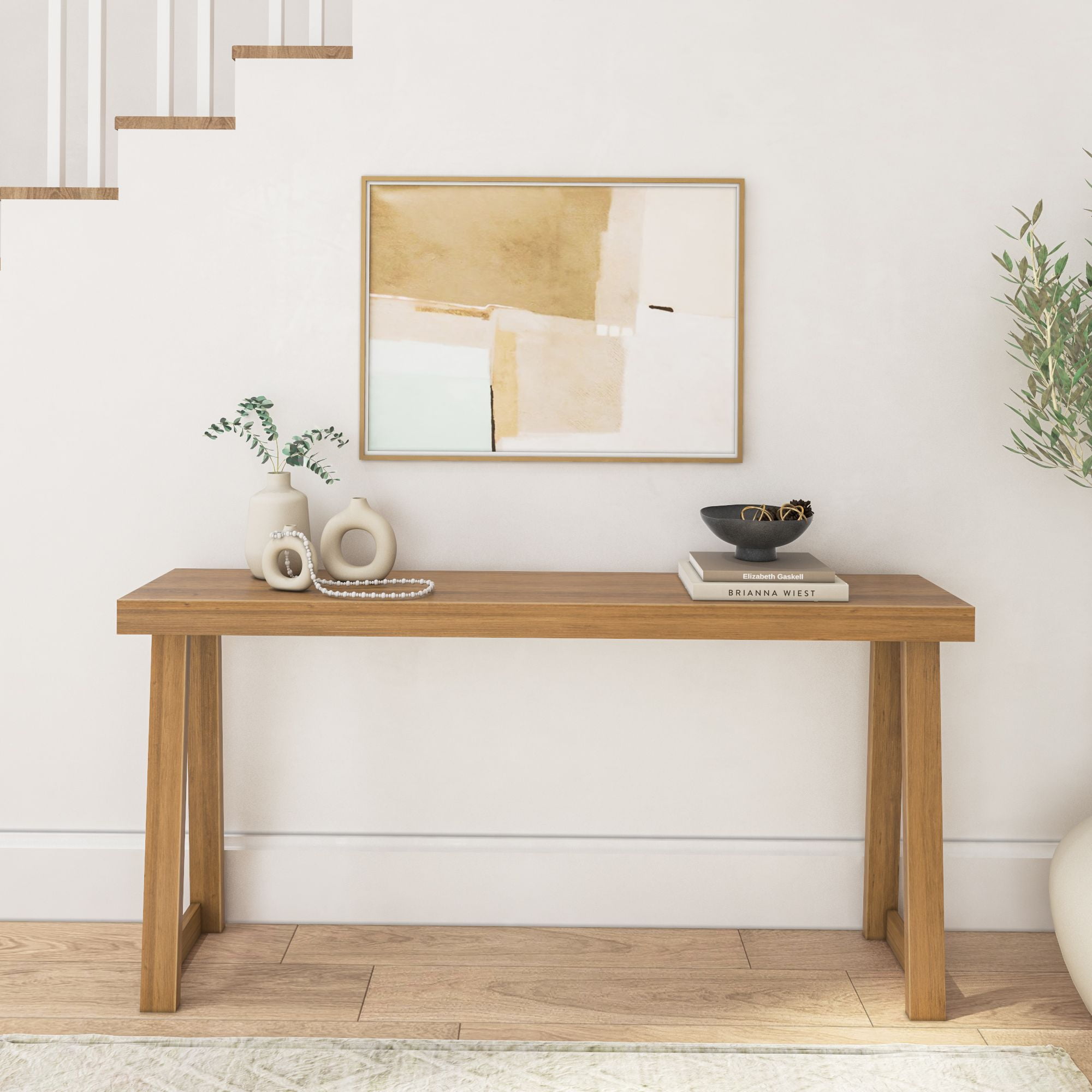 Plank+Beam Solid Wood 66" Console Table, Classic Entryway Table, Narrow Foyer Table