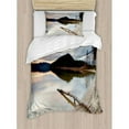 thumbnail image 3 of Driftwood Duvet Cover Set King Size, Landscape of Lake Shoreline with the Dead Tree Trunk in the Water Digital Print, Decorative 3 Piece Bedding Set with 2 Pillow Shams, Sand Brown, by Ambesonne, 3 of 3