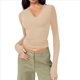 thumbnail image 1 of Camisas de Larga de Moda para Mujer, Blusas de Otoño con Cuello en V, Ajustadas y Recortadas, Conjuntos Y2K. Color de la Carne L, 1 of 7