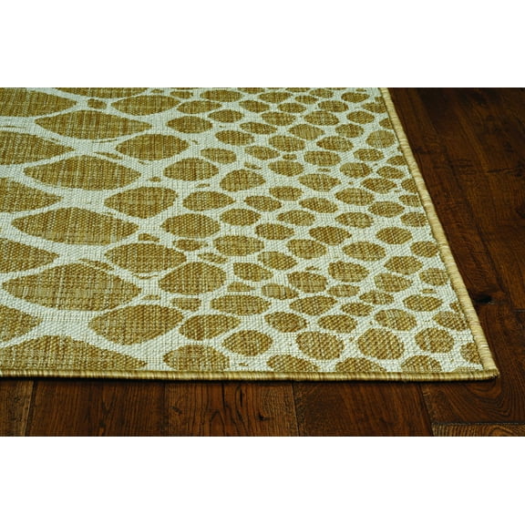 3'x4' Ivory Machine Woven UV Treated Snake Print Indoor Outdoor Accent Rug