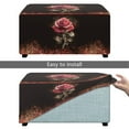 thumbnail image 5 of Xixirimido Red Rose Fire Pattern Ottoman Slipcover Form-Fit Stretch Footstool Cover for Leather/Fabric Ottomans, Non-Slip Bottom & Living Room/Bedroom Use, Small, 5 of 7