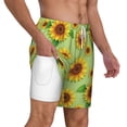 thumbnail image 3 of Balery Sunflower Leaves Mens Swim Trunks Swim Shorts for Men Quick Dry Inseam Beach Shorts with Compression Liner Pocket-X-Large, 3 of 9