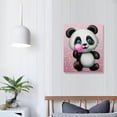 thumbnail image 3 of PIKWEEK Cute Panda Bubble Gum Art Pink Canvas Print Animal Print Black and White Wall Art Home Decoration Nursery Room Kids Room Decor Ready to Hang-%100 in The USA-  16x20 in, 3 of 4