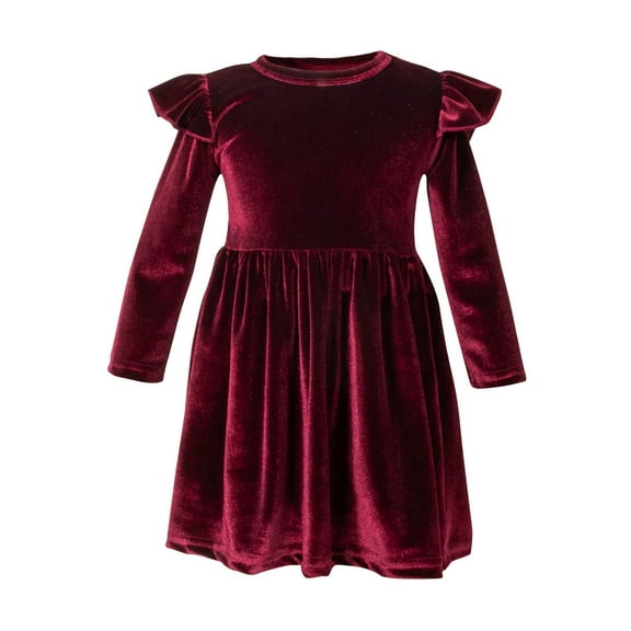 Odeerbi Toddler Kids Baby Girls 2025 Fashion Cute Solid Color Long Sleeves Single Fleece Princess Dress