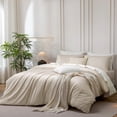 thumbnail image 2 of MooMee Duvet Cover Set Queen 600-TC 100% Extra Long-Staple Cotton Sateen Silky Smooth Luxury (Beige), 2 of 8