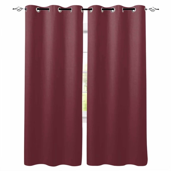 Red Solid Color Blackout Curtains for Bedroom/Living Room, Thermal Insulated Kitchen Curtains, Aesthetics Contemporary Luxury Grommet Darkening Window Treatment Drapes 52"x84"x2