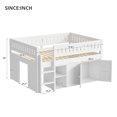 thumbnail image 2 of Harper & Bright Designs Full Size Low Loft Bed with Storage Cabinet and Chalkboard Panel, Full Wooden Loft Bed Frame with Storage Shelves for Bedroom, White, 2 of 11