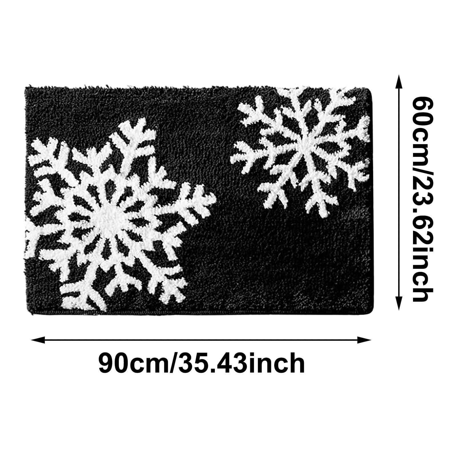 Christmas Snowflake Bath Mat, Soft Absorbent Bath Rug with Non- Back, Plush Winter Bathroom Carpet for Shower Tub Sink Floor Decor