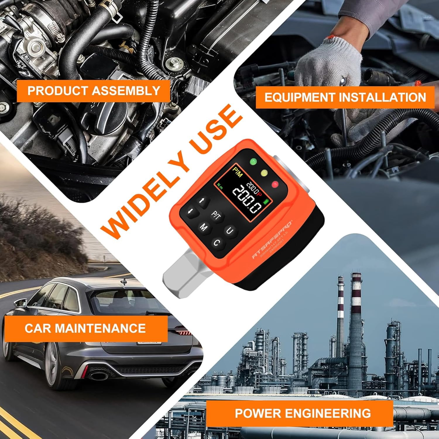 1/2" Digital Torque Adapter, 7.4-147.5 Ft-lb/10-200 Nm,1/2” Drive Digital Torque Wrench Converter,3/8'' & 1/4'' Adapter