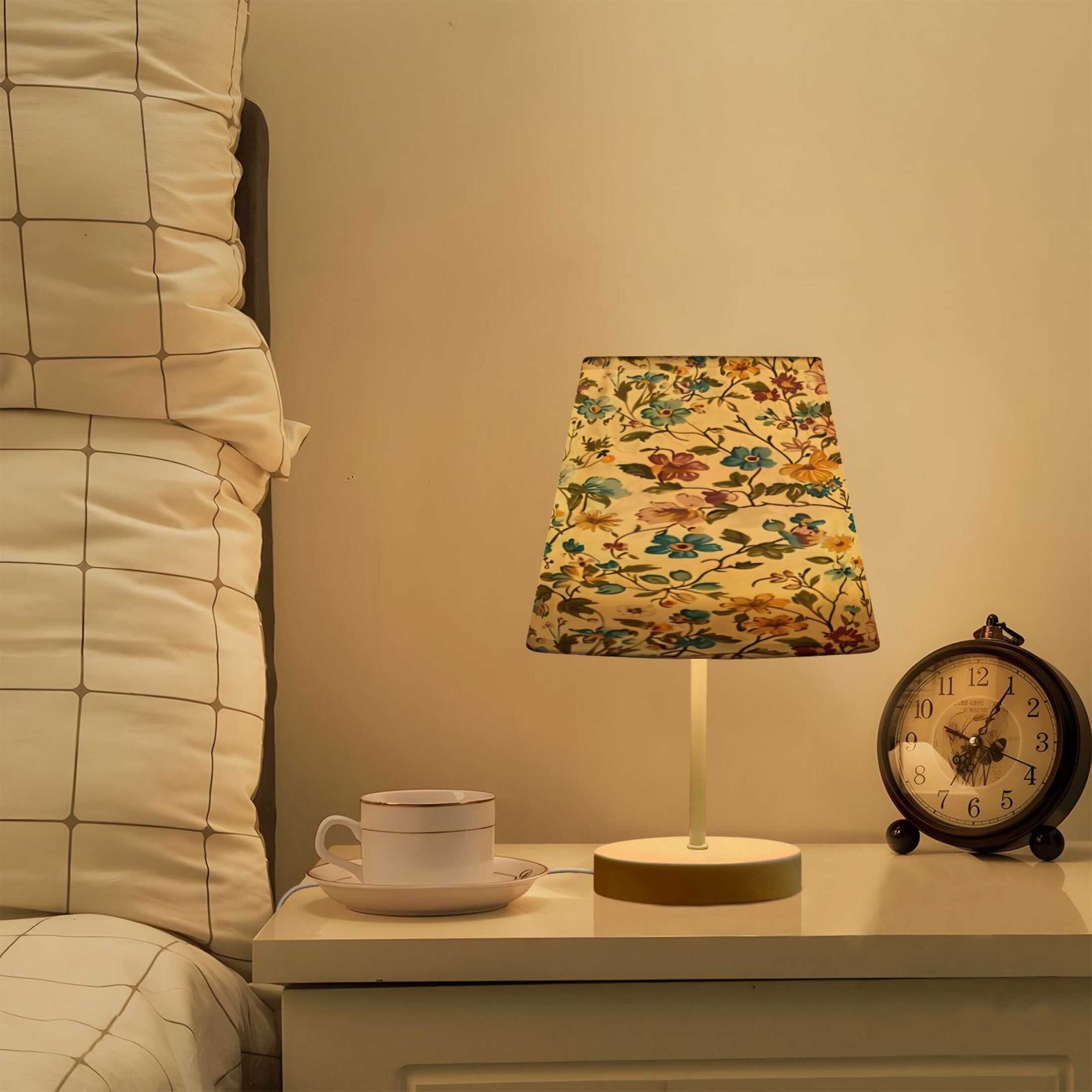 Table Lamp Small 5.9x10.8 Inches Table Lamps Night Light Tools & Home Improvement Bedroom Lamp Guest Room Lamp Study Lamp Office Lamp Oil Painting Flowers Seamless