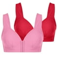 thumbnail image 2 of Aboser 2 Pack Bras for Older Women Comfortable Wireless Everyday Bras Front Closure T-Shirt Bra Lightly Push Up Bralettes Plus Size Underwear, 2 of 9