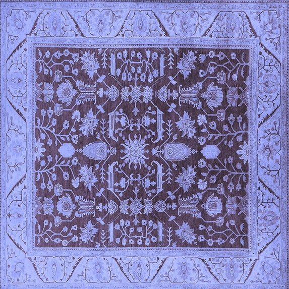 Ahgly Company Indoor Square Oriental Blue Industrial Area Rugs, 7' Square