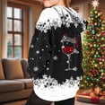 thumbnail image 6 of lcziwo Hoodies for Teen Girls Wine Glass Graphic Long Sleeve Oversized Sweatshirts Christmas Holiday Hooded Pullover Tops Winter Clothes, Black, 160, 6 of 7