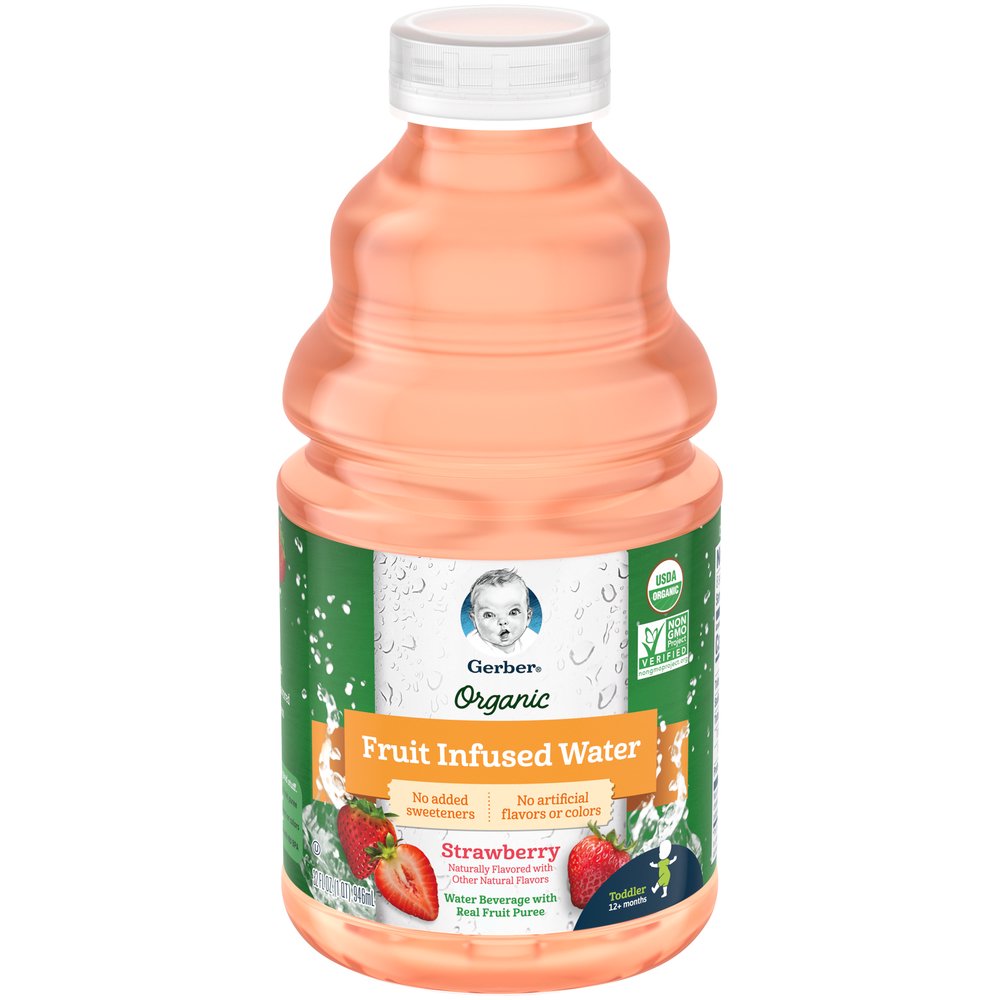 (Pack of 6) Gerber Organic Fruit Infused Water, Strawberry, 32 fl oz