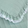 thumbnail image 6 of Chezmoi Collection Bonnie 3-Piece 100% Cotton Quilt Set Queen Size, Aqua - Double Frayed Ruffled Edge Lightweight Pre-Washed Soft-Finished Cotton Bedspread for All Season, 6 of 9