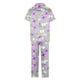 thumbnail image 4 of Pijama de manga corta con estampado fino y pantalones largos con solapa para mujer, top y pantalones de poliéster., 4 of 5