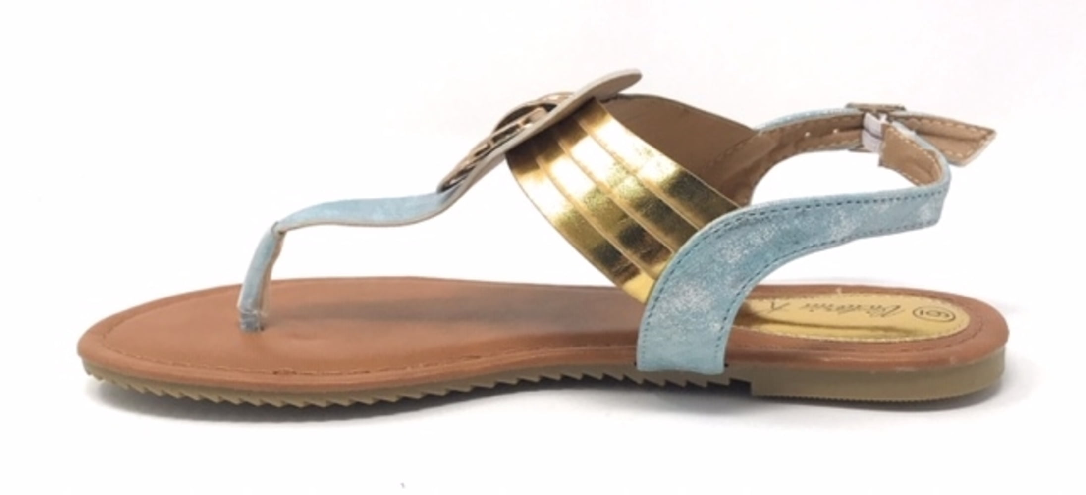 Victoria K Women's Gold Rings Metallic Sandals