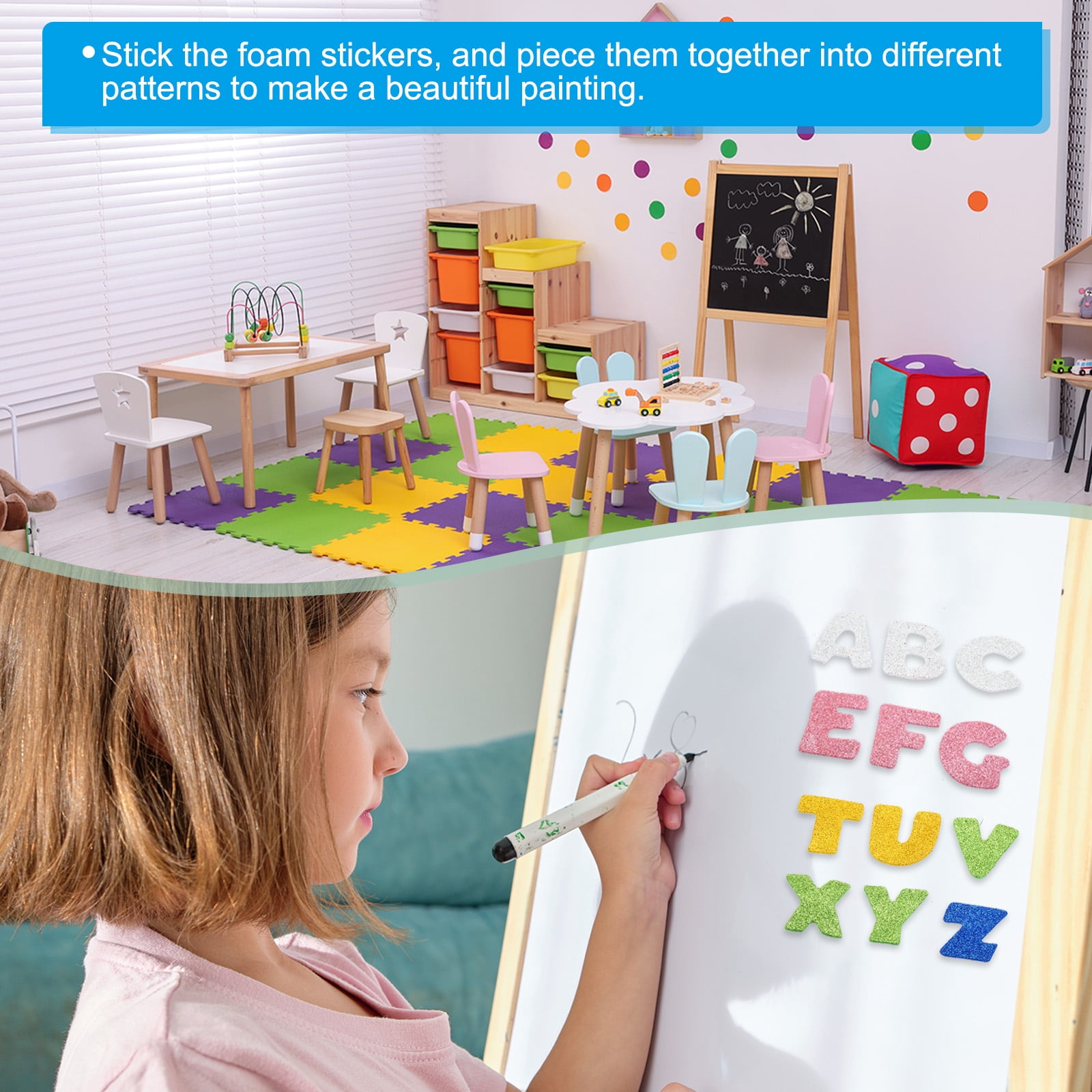 Unique Bargains 60Pcs Self-Adhesive Glitter EVA Foam Stickers