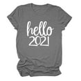 thumbnail image 1 of Hauts d'Été Grande Taille pour Femmes 2021 Col Rond Manches Courtes T-Shirt à Imprimé Lettres Blouse Décontractée Basique T-Shirt à Col en V pour Femme en Liquidation, 1 of 2