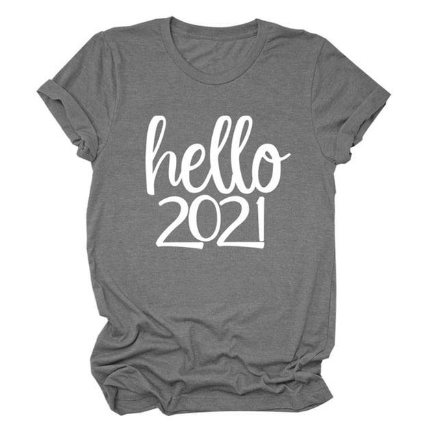 Hauts d'Été Grande Taille pour Femmes 2021 Col Rond Manches Courtes T-Shirt à Imprimé Lettres Blouse Décontractée Basique T-Shirt à Col en V pour Femme en Liquidation