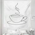 thumbnail image 1 of Hot Chocolate Tapestry, Continuous Line Art Hand Drawing Cup of Coffee Monochrome Pattern, Fabric Wall Hanging Decor for Bedroom Living Room Dorm, 5 Sizes, White Charcoal Grey, by Ambesonne, 1 of 1