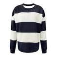 thumbnail image 3 of SwiftWear Women's Striped Sweat Shirt Soft Stretch Oversized Sweatshirt Pullover Tops Casual Comfort Wear for Everyday Style Navy, 3 of 4