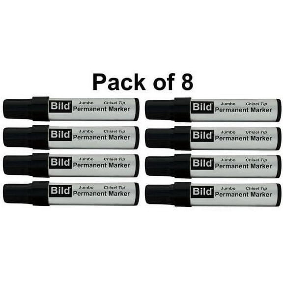 Bild Jumbo Permanent Markers - 8 Count Value Pack - Chisel tip - XL size