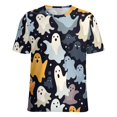 thumbnail image 5 of Halloween Ghosts Horror Pumpkin Women's Short Sleeve T-Shirt Crew Neck Casual Summer Trendy Loose Fit Tops, 5 of 6