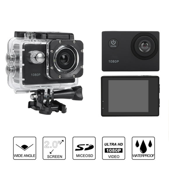 Cámara de Acción Deportiva 1080P HD Pantalla LCD de 2 Pulgadas Cámara Deportiva Cámara Gran Angular de 140 Grados 30m Cámara de Acción Impermeable con Batería ANGGREK Otros