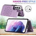 thumbnail image 3 of Case for Samsung Galaxy S23 5G, Premium PU Leather Flip Case [Two Magnetic Clasp] [Card Slots] Stand Function Embossed Mandala Pattern Flower Durable Soft TPU Back Wallet Cover - Flower Purple, 3 of 7