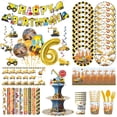 thumbnail image 2 of Decoración de fiesta de cumpleaños de construcción, excavadora de ingeniería, Tractor, vehículo, placa de papel, taza, suministros de globos de ingeniería, 2 of 5