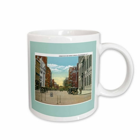 

3dRose Corner Main and Market Streets Poughkeepsie New York Street Scene Ceramic Mug 15-ounce