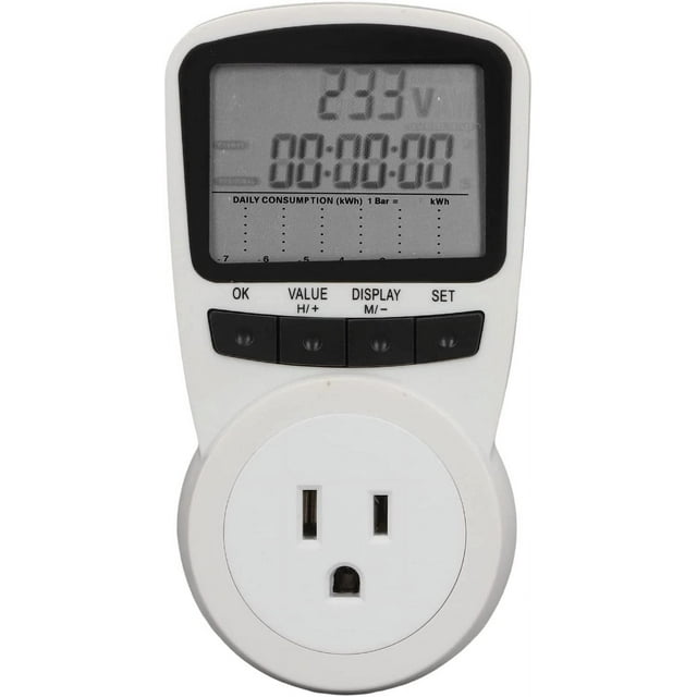 Jinsinto Portable Micro Electricity Usage Monitor with Overload Warning Intelligent Power Metering Socket for Home Office US Plug