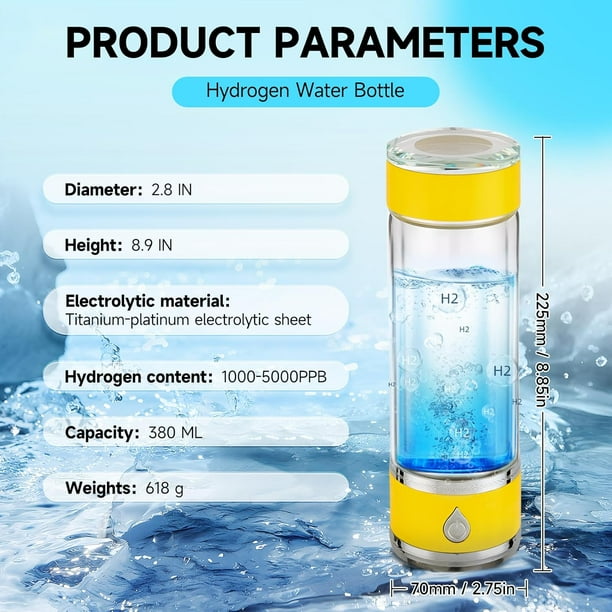 Hydrohealth Hydrogen Water Bottle Generator, Portable and