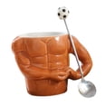 thumbnail image 3 of Taza de café de cerámica, taza Macho, taza para beber, taza de té de agua de escritorio, taza muscular con forma de músculo para bebidas calientes o cuchara de futbol, 3 of 10